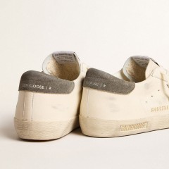 Golden Goose Super-Star In Nappa With Gray Suede Star And Heel Tab