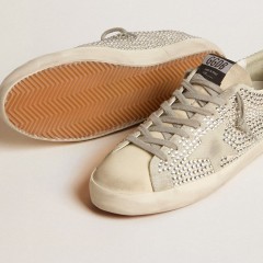 Golden Goose Super-Star In Nubuck With Swarovski Crystals And Ice-gray Suede Star