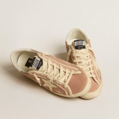 Golden Goose Super-Star In Powder-pink Suede With Cream Leather Star