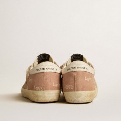 Golden Goose Super-Star In Powder-pink Suede With Cream Leather Star