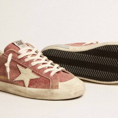 Golden Goose Super-Star In Red Leather With Cream Nubuck Star And Heel Tab