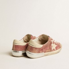 Golden Goose Super-Star In Red Leather With Cream Nubuck Star And Heel Tab