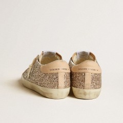 Golden Goose Super-Star In Silver Glitter With Leather Star And Heel Tab