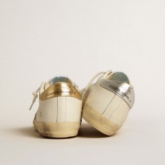 Golden Goose Super-Star In White Leather And Suede With Silver And Gold Leather Star