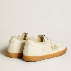 Golden Goose Super-Star In White Nappa With Suede Star And Shearling Lining