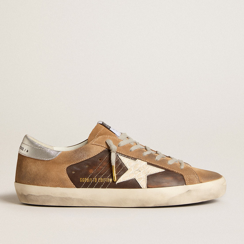 Golden Goose Super-Star LTD In Brown Leather And Tobacco Suede With White Star