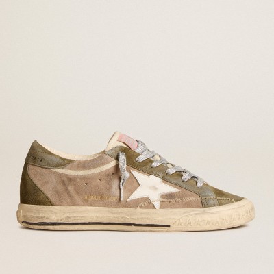 Golden Goose Super-Star LTD In Dove-gray Suede With Leather Star And Suede Heel Tab