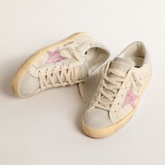 Golden Goose Super-Star LTD In Ecru With Swarovski Crystal Heel Tab