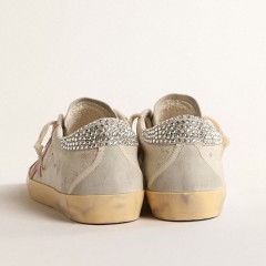 Golden Goose Super-Star LTD In Ecru With Swarovski Crystal Heel Tab