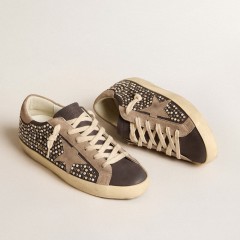 Golden Goose Super-Star LTD In Gray Nubuck With Swarovski Pearls And Suede Star