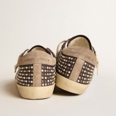 Golden Goose Super-Star LTD In Gray Nubuck With Swarovski Pearls And Suede Star