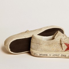 Golden Goose Super-Star LTD In Gray Suede With Red Leather Star