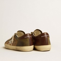 Golden Goose Super-Star LTD In Green Leather And Tobacco-colored Suede With Silver Star