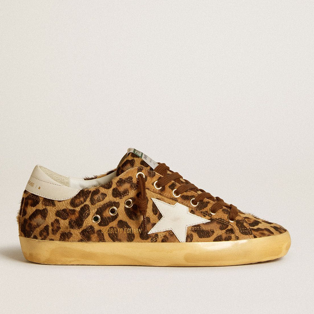 Golden Goose Super-Star LTD In Leopard-print Pony Skin With Leather Star And Heel Tab