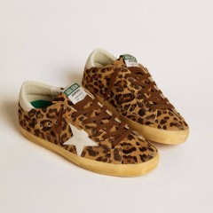 Golden Goose Super-Star LTD In Leopard-print Pony Skin With Leather Star And Heel Tab