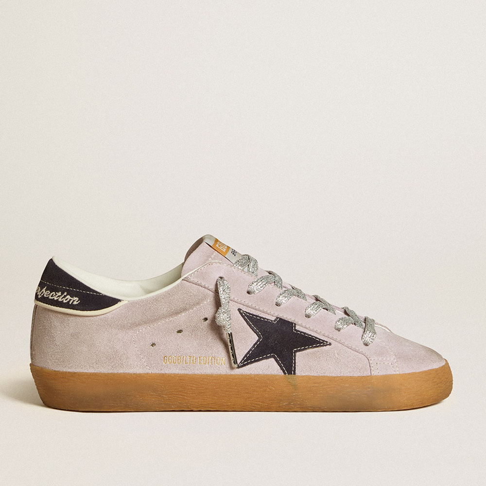 Golden Goose Super-Star LTD In Lilac Suede With Midnight Blue Suede Star And Heel Tab