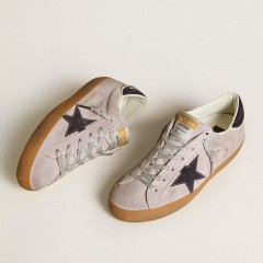 Golden Goose Super-Star LTD In Lilac Suede With Midnight Blue Suede Star And Heel Tab