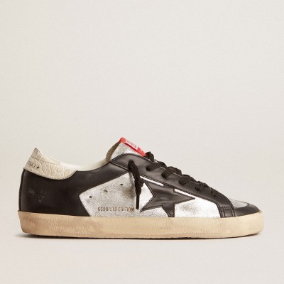 Golden Goose Super-Star LTD In Metallic Leather With Black Leather Star And Inserts