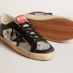 Golden Goose Super-Star LTD In Metallic Leather With Black Leather Star And Inserts