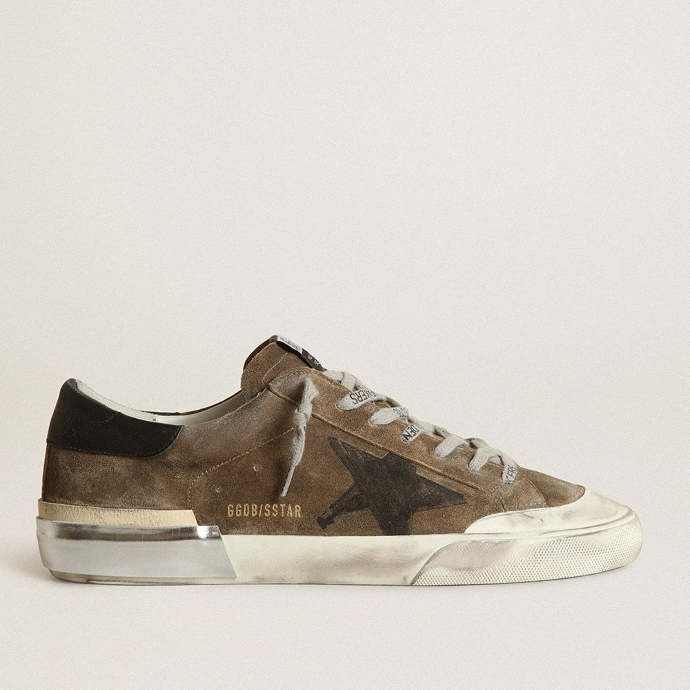 Golden Goose Super-Star LTD In Military-green Suede With Screen-printed Star