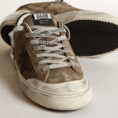 Golden Goose Super-Star LTD In Military-green Suede With Screen-printed Star