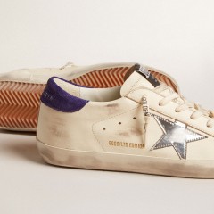 Golden Goose Super-Star LTD In Nappa With Metallic Star And Purple Suede Heel Tab