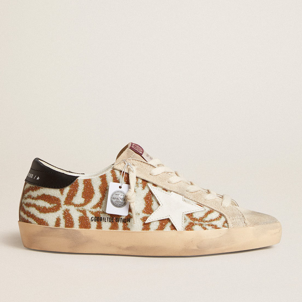 Golden Goose Super-Star LTD In Zebra-effect Swarovski With A White Leather Star