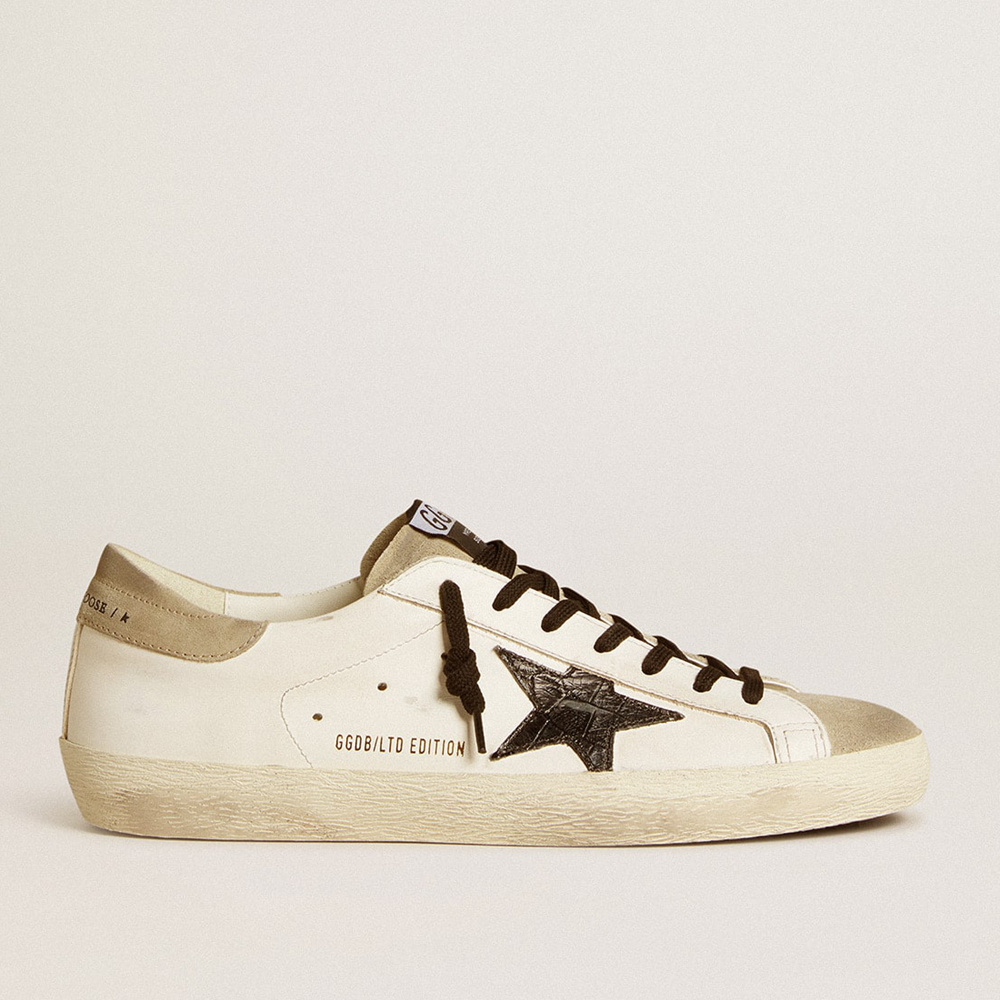 Golden Goose Super-Star LTD With Black Croc-print Leather Star And Suede Inserts