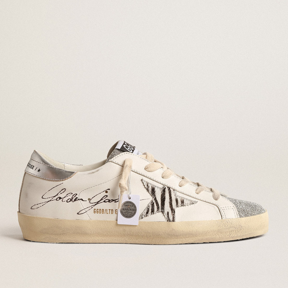 Golden Goose Super-Star LTD With Silver Swarovski Crystal Tongue