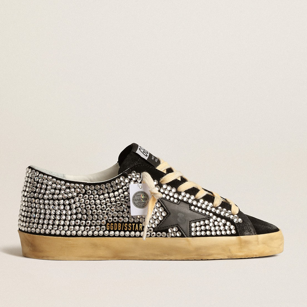 Golden Goose Super-Star LTD With Swarovski Crystals And Black Leather Star