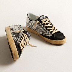 Golden Goose Super-Star LTD With Swarovski Crystals And Black Leather Star