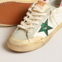 Golden Goose Super-Star Penstar With Green Star And Fluorescent Lobster Heel Tab