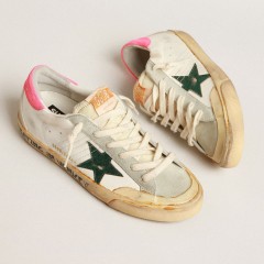 Golden Goose Super-Star Penstar With Green Star And Fluorescent Lobster Heel Tab