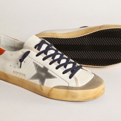 Golden Goose Super-Star Penstar With Silver Star And Orange Heel Tab