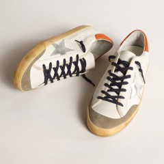 Golden Goose Super-Star Penstar With Silver Star And Orange Heel Tab