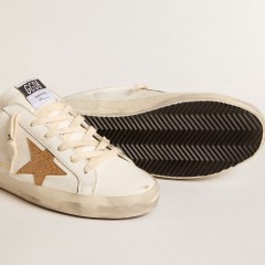 Golden Goose Super-Star Sabots In Leather With Plasticized Gold Glitter Star