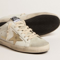 Golden Goose Super-Star Sabots With Platinum Star And Ice-gray Suede Tongue