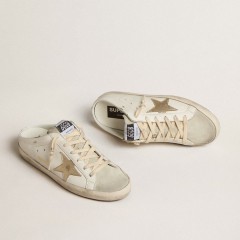 Golden Goose Super-Star Sabots With Platinum Star And Ice-gray Suede Tongue