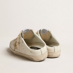 Golden Goose Super-Star Sabots With Platinum Star And Ice-gray Suede Tongue