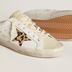 Golden Goose Super-Star Sabots With Pony Skin Star And Beige Suede Tongue