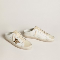 Golden Goose Super-Star Sabots With Pony Skin Star And Beige Suede Tongue