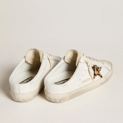 Golden Goose Super-Star Sabots With Pony Skin Star And Beige Suede Tongue