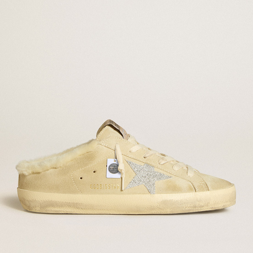 Golden Goose Super-Star Sabots With Swarovski Crystal Star And Shearling Lining