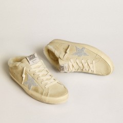 Golden Goose Super-Star Sabots With Swarovski Crystal Star And Shearling Lining