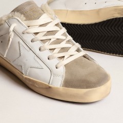 Golden Goose Super-Star Sabots With White Leather Star And Shearling Lining