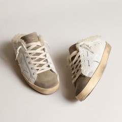 Golden Goose Super-Star Sabots With White Leather Star And Shearling Lining