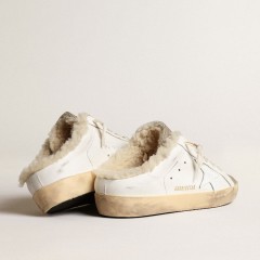 Golden Goose Super-Star Sabots With White Leather Star And Shearling Lining