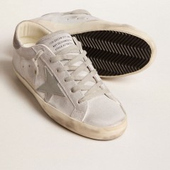 Golden Goose Super-Star Sneakers In Gray-white Glitter-effect Leather With Leather Star