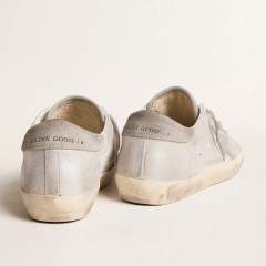 Golden Goose Super-Star Sneakers In Gray-white Glitter-effect Leather With Leather Star