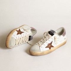 Golden Goose Super-Star With A Tan Star And Pink Glitter Heel Tab